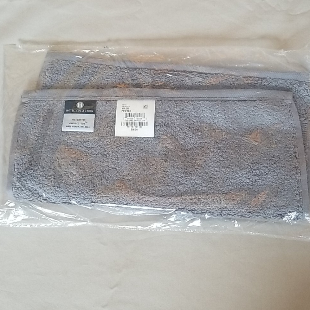 Hotel Collection Wash Cloth Pewter NWT